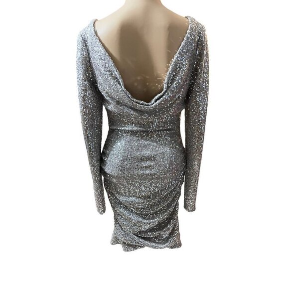 Aidan Mattox Mini Dress Metallic Sparkle Sequins Party Cocktail 6 - Picture 6 of 9
